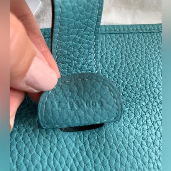 Authentic Hermes Evelyne Blue Atoll BAG Crossbody Strap GM Clemence Leather - Picture 4 of 16